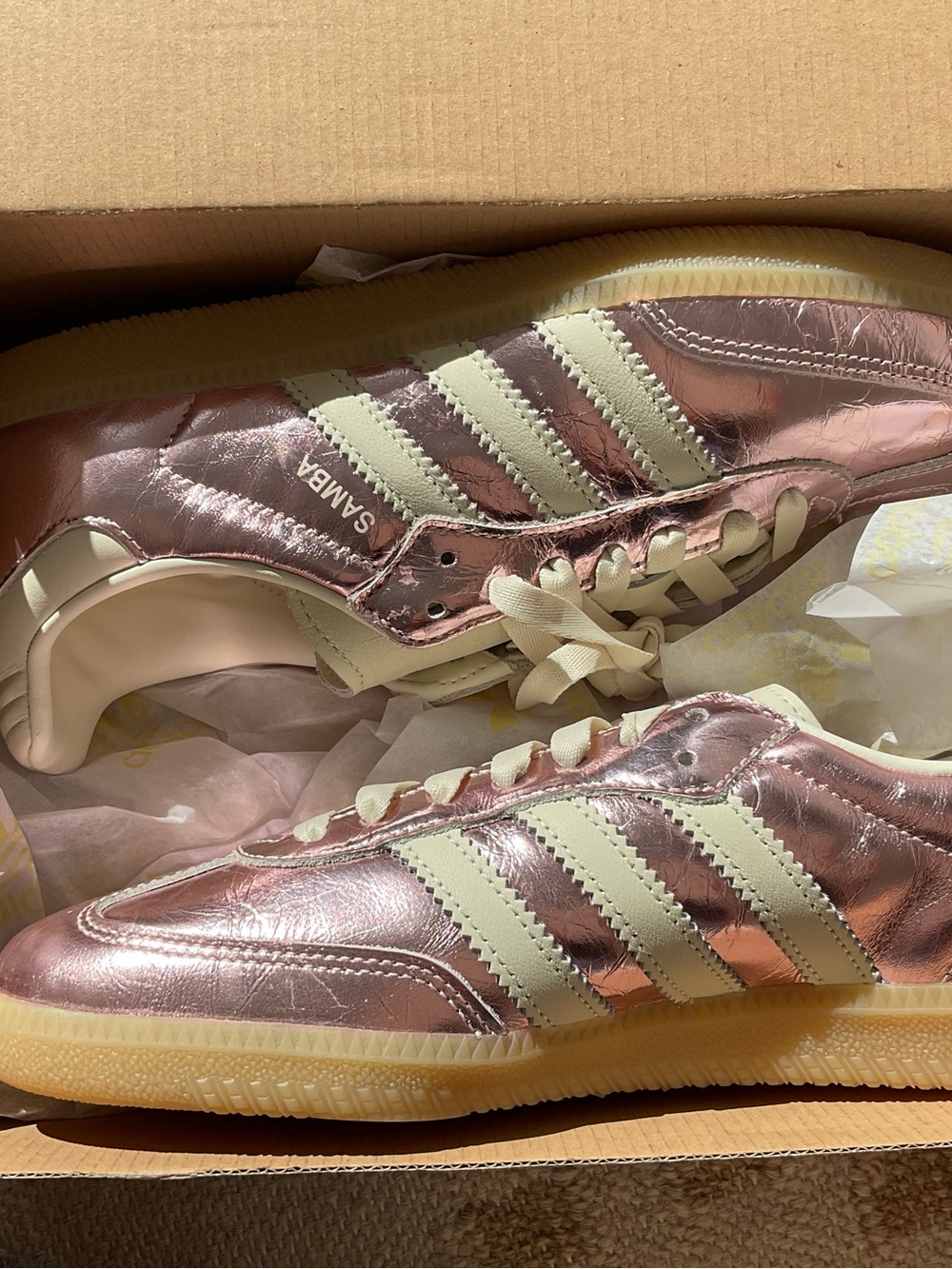 adidas Samba Metallic Pink and Cream Sneakers